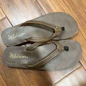 Cobian Women’s Brown Faux Leather Flip Flop Sandal